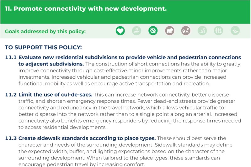 Screenshot of Knox County Comprehensive Plan Policy 11: Promote Connectivity with new development